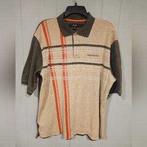 Sean John 90s Vintage Polo Shirt Men's XL Striped Short Sleeve Brown Orange Knit